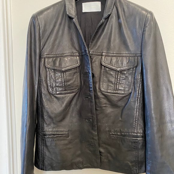 Zadig & Voltaire Liam Jacket XS Small - Black Button-up Leather Jacket Cropped - Picture 1 of 5
